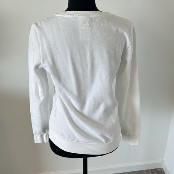 Adidas White Pull Over Crew Neck Sweater - Picture 4 of 10